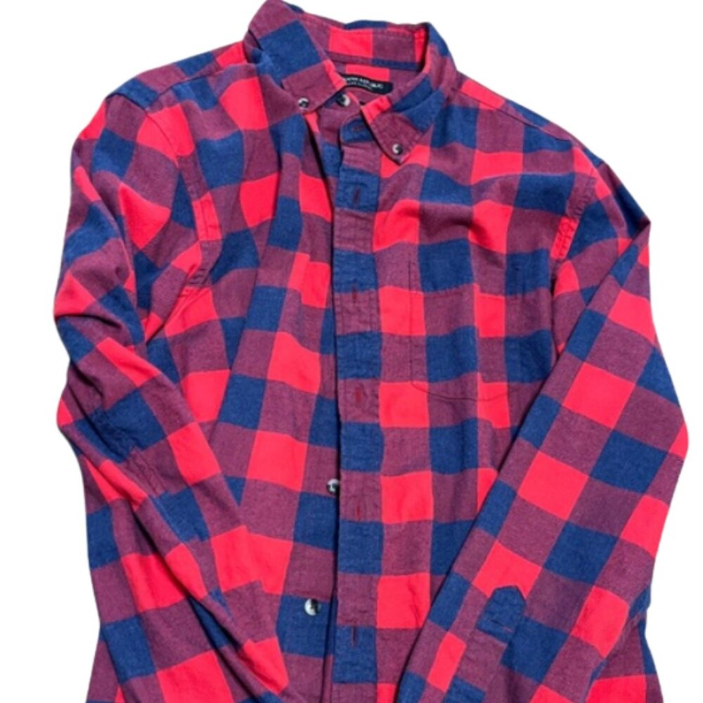 Banana Republic Luxe Flannel Plaid Shirt – Long Sleeve – Men's Size Medium ❤️💙
